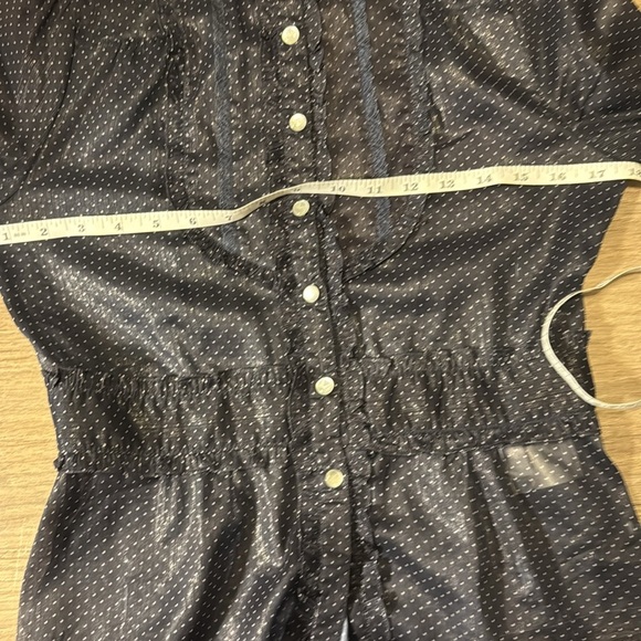 Soup Blue Polka Dot Blouse size‎ s/m  3/4 sleeves  ruffles many style details - Picture 8 of 14